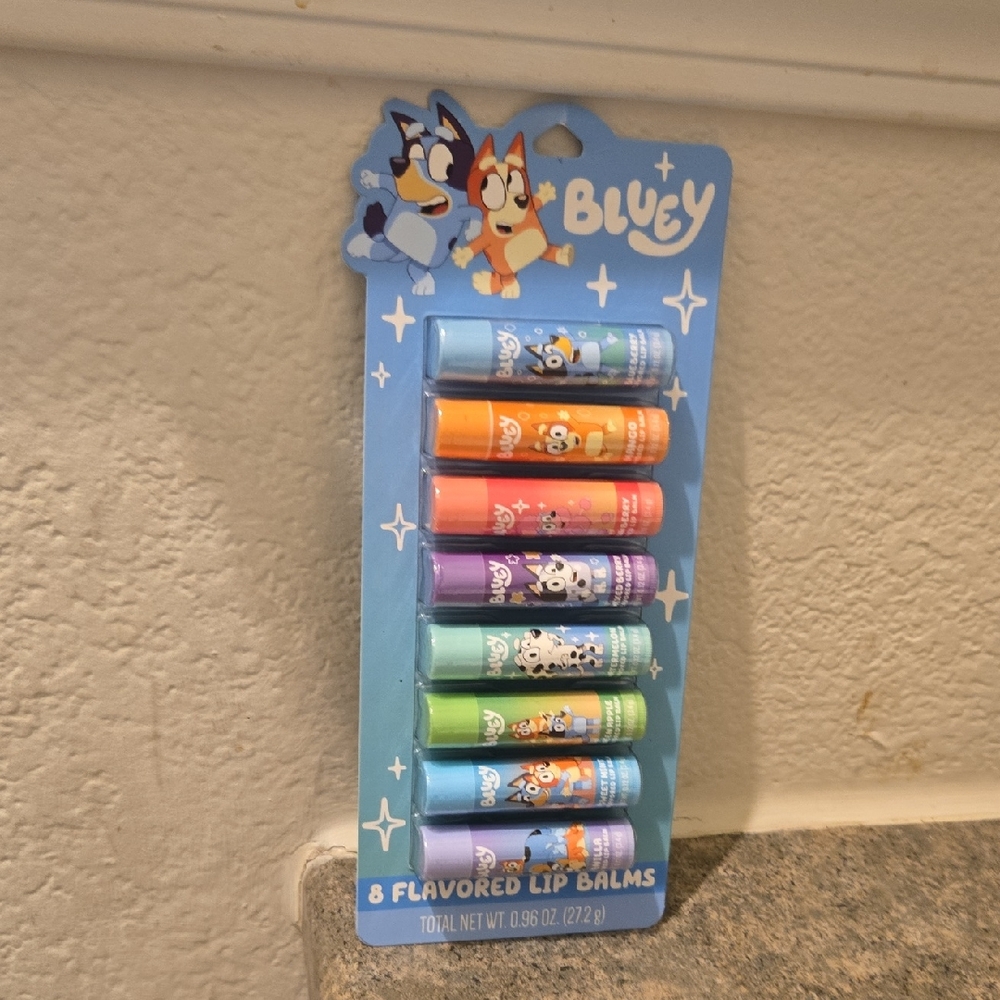 Bluey Kids Lip Balm Set - 8 Fun Flavors New